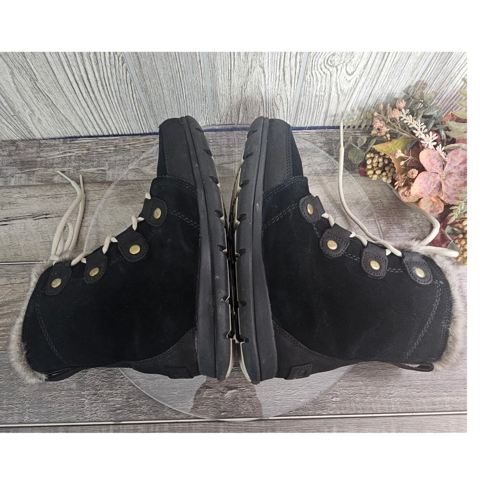 Sorel Explorer Joan Women's 8 Waterproof Black Suede Faux Fur‎ Winter Boots - Picture 5 of 7